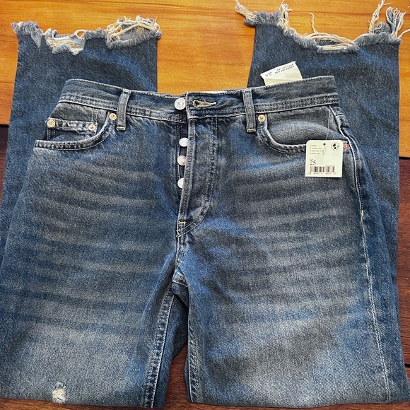Women’s We The Free by Free People Maggie Midrise Straight Leg Jeans Size 25 NWT - Picture 2 of 10